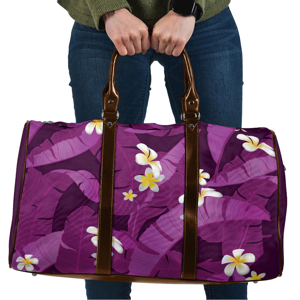 Purple Banana Leaf Hawaii Travel Bag Lau Maia Plumeria Tropical Summer Vibes