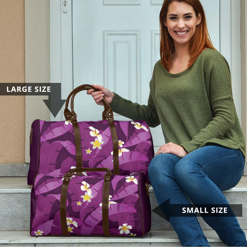 Purple Banana Leaf Hawaii Travel Bag Lau Maia Plumeria Tropical Summer Vibes