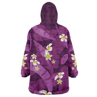 Purple Banana Leaf Hawaii Wearable Blanket Hoodie Lau Maia Plumeria Tropical Summer Vibes