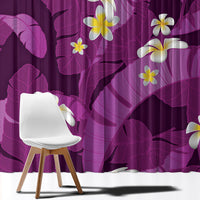 Purple Banana Leaf Hawaii Window Curtain Lau Maia Plumeria Tropical Summer Vibes