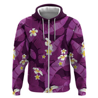 Purple Banana Leaf Hawaii Zip Hoodie Lau Maia Plumeria Tropical Summer Vibes