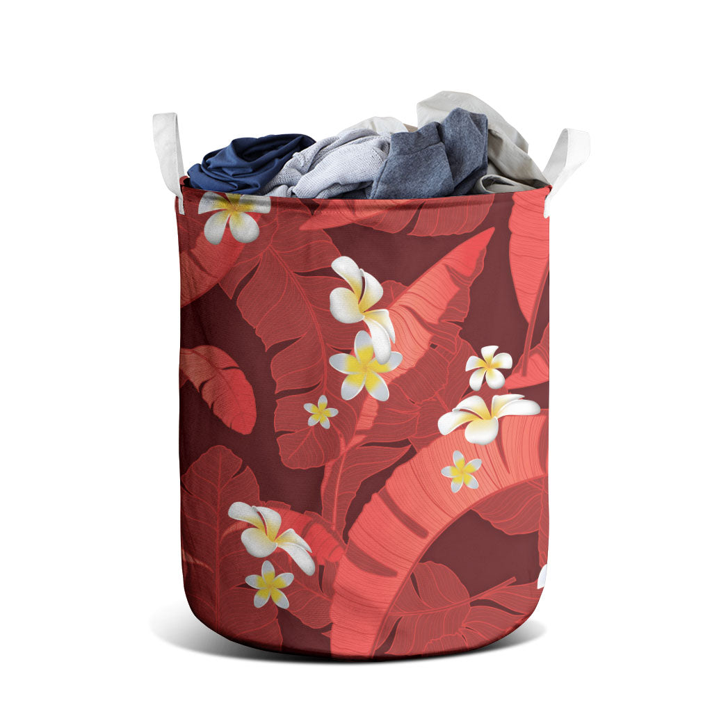 Red Banana Leaf Hawaii Laundry Basket Lau Maia Plumeria Tropical Summer Vibes