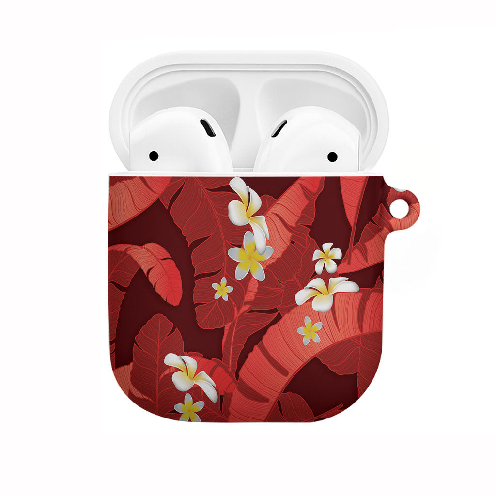Red Banana Leaf Hawaii AirPods Case Lau Maia Plumeria Tropical Summer Vibes
