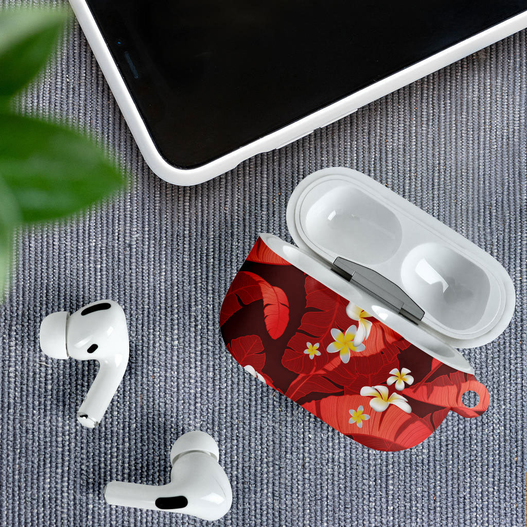 Red Banana Leaf Hawaii AirPods Case Lau Maia Plumeria Tropical Summer Vibes