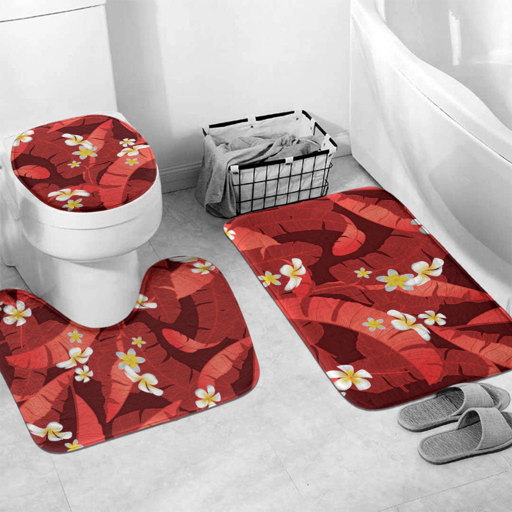 Red Banana Leaf Hawaii Bathroom Set Lau Maia Plumeria Tropical Summer Vibes