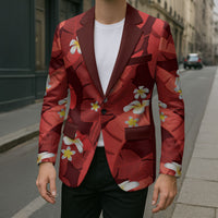 Red Banana Leaf Hawaii Blazer Lau Maia Plumeria Tropical Summer Vibes
