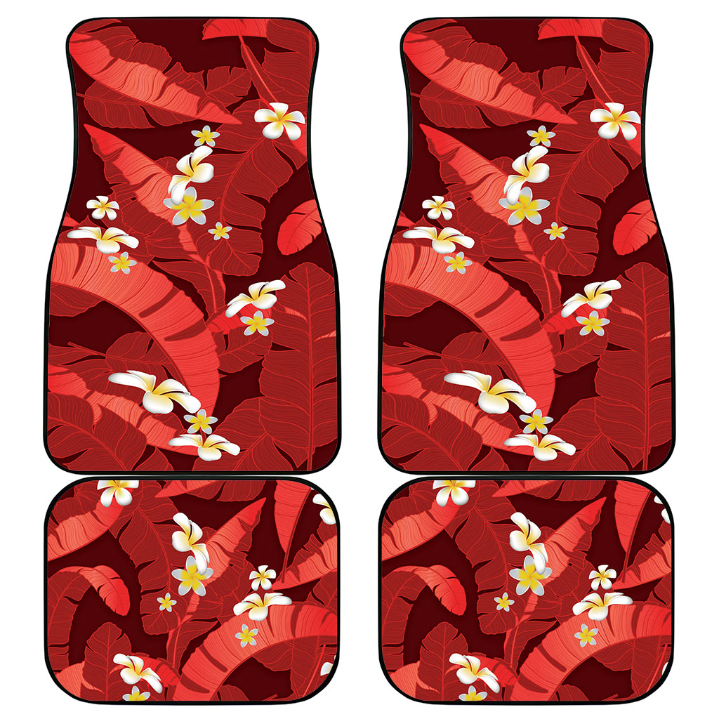 Red Banana Leaf Hawaii Car Mats Lau Maia Plumeria Tropical Summer Vibes