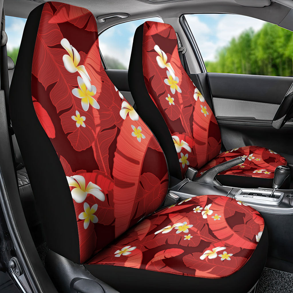 Red Banana Leaf Hawaii Car Seat Cover Lau Maia Plumeria Tropical Summer Vibes