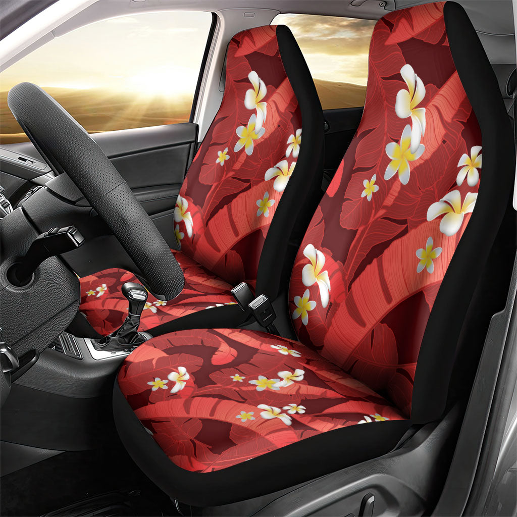 Red Banana Leaf Hawaii Car Seat Cover Lau Maia Plumeria Tropical Summer Vibes