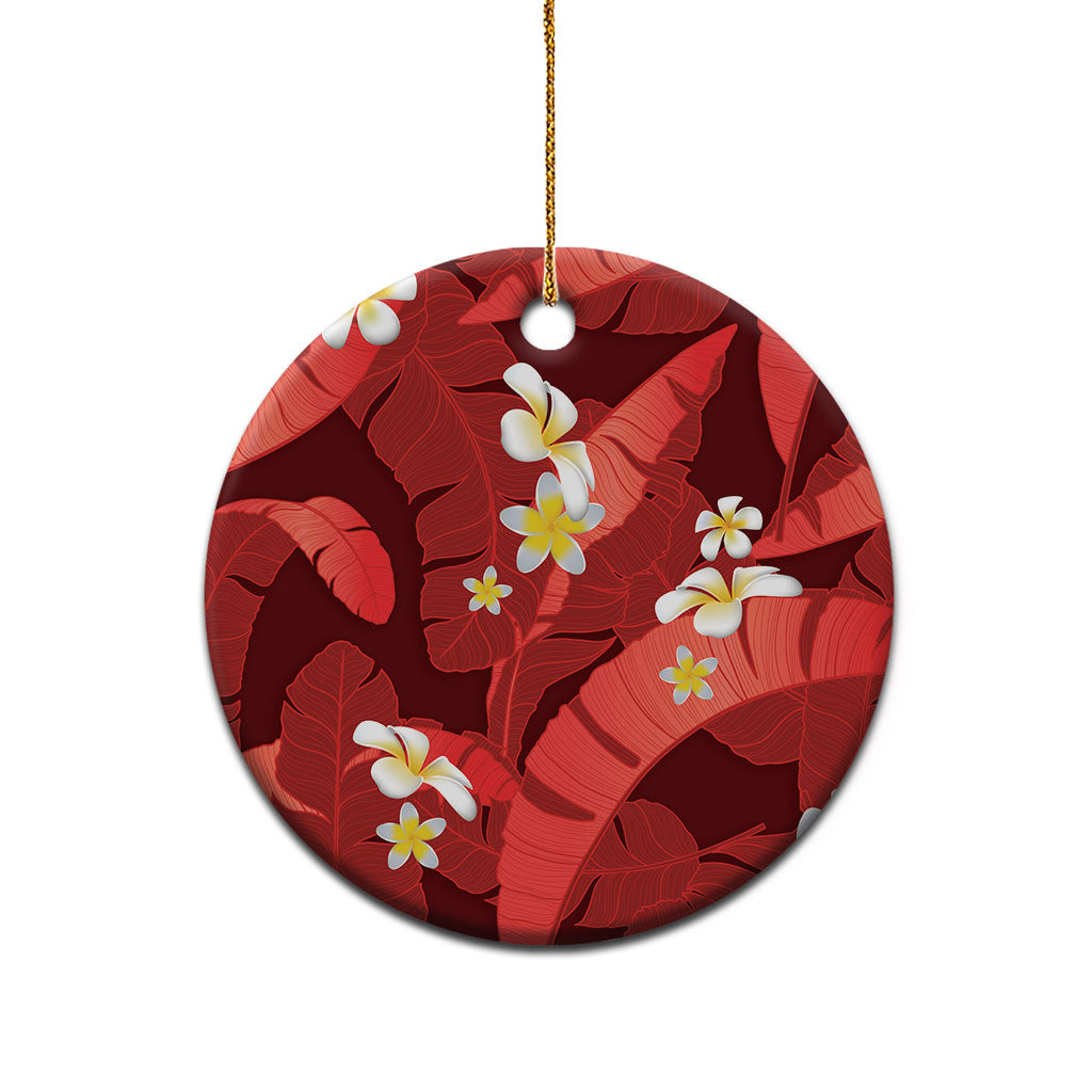 Red Banana Leaf Hawaii Ceramic Ornament Lau Maia Plumeria Tropical Summer Vibes LT14 - Polynesian Pride