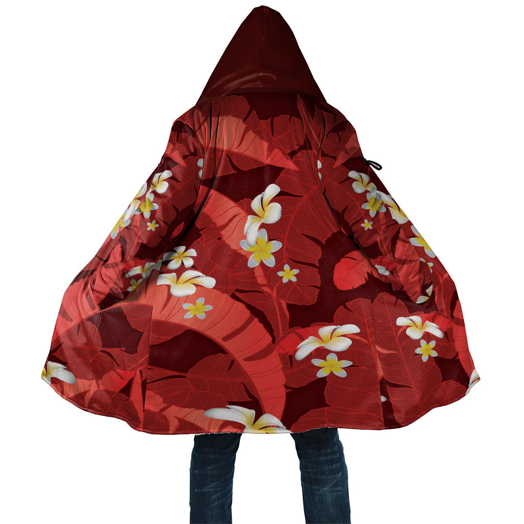 Red Banana Leaf Hawaii Cloak Lau Maia Plumeria Tropical Summer Vibes