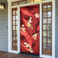 Red Banana Leaf Hawaii Door Cover Lau Maia Plumeria Tropical Summer Vibes
