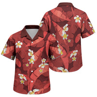 Red Banana Leaf Hawaii Family Matching Off The Shoulder Long Sleeve Dress and Hawaiian Shirt Lau Maia Plumeria Tropical Summer Vibes