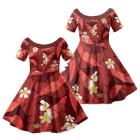 Red Banana Leaf Hawaii Family Matching Off Shoulder Maxi Dress and Hawaiian Shirt Lau Maia Plumeria Tropical Summer Vibes