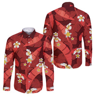 Red Banana Leaf Hawaii Family Matching Off Shoulder Short Dress and Hawaiian Shirt Lau Maia Plumeria Tropical Summer Vibes