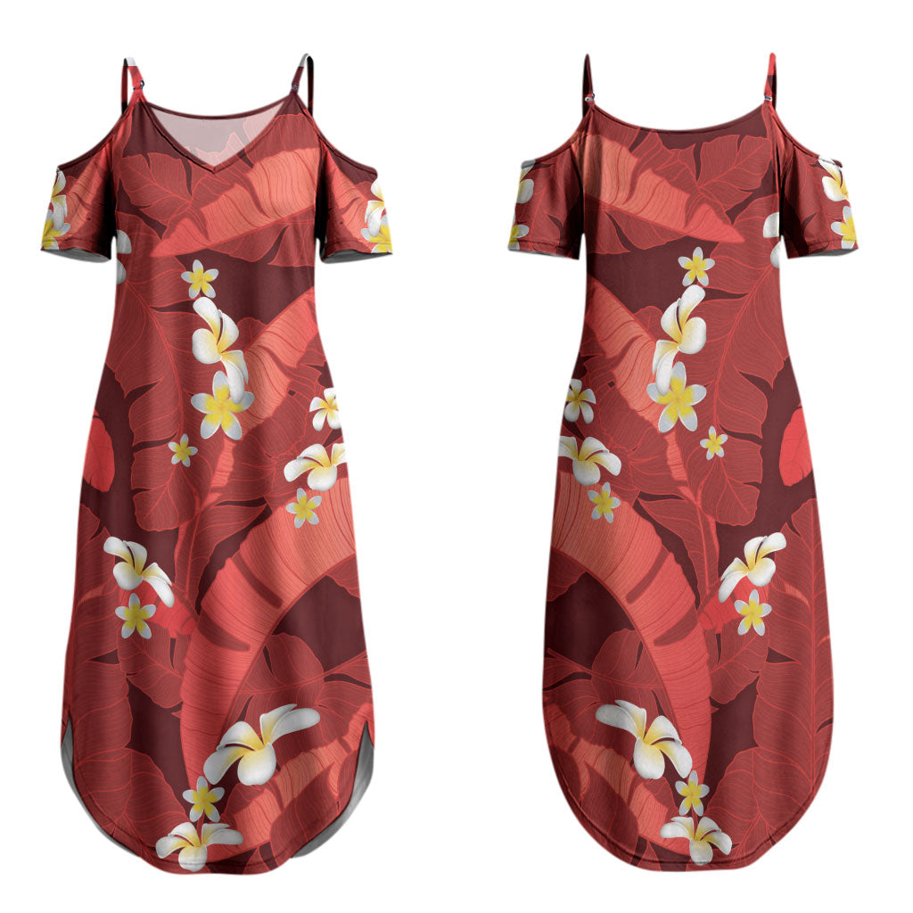 Red Banana Leaf Hawaii Family Matching Summer Maxi Dress and Hawaiian Shirt Lau Maia Plumeria Tropical Summer Vibes