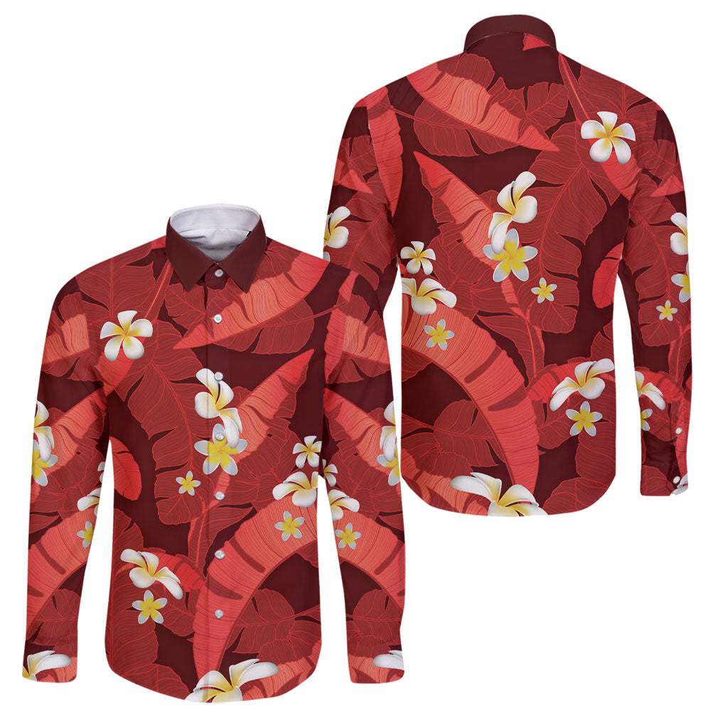 Red Banana Leaf Hawaii Family Matching Tank Maxi Dress and Hawaiian Shirt Lau Maia Plumeria Tropical Summer Vibes