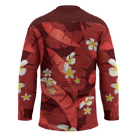 Red Banana Leaf Hawaii Hockey Jersey Lau Maia Plumeria Tropical Summer Vibes