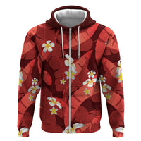 Red Banana Leaf Hawaii Hoodie Lau Maia Plumeria Tropical Summer Vibes