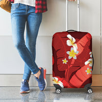 Red Banana Leaf Hawaii Luggage Cover Lau Maia Plumeria Tropical Summer Vibes
