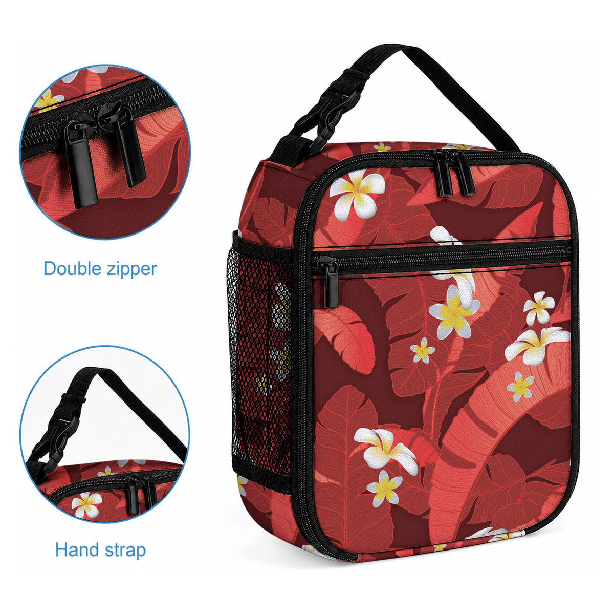 Red Banana Leaf Hawaii Lunch Bag Lau Maia Plumeria Tropical Summer Vibes