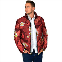 Red Banana Leaf Hawaii Padded Jacket Lau Maia Plumeria Tropical Summer Vibes