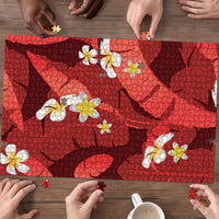 Red Banana Leaf Hawaii Puzzle Lau Maia Plumeria Tropical Summer Vibes
