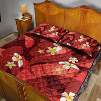 Red Banana Leaf Hawaii Quilt Bed Set Lau Maia Plumeria Tropical Summer Vibes
