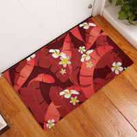 Red Banana Leaf Hawaii Rubber Doormat Lau Maia Plumeria Tropical Summer Vibes