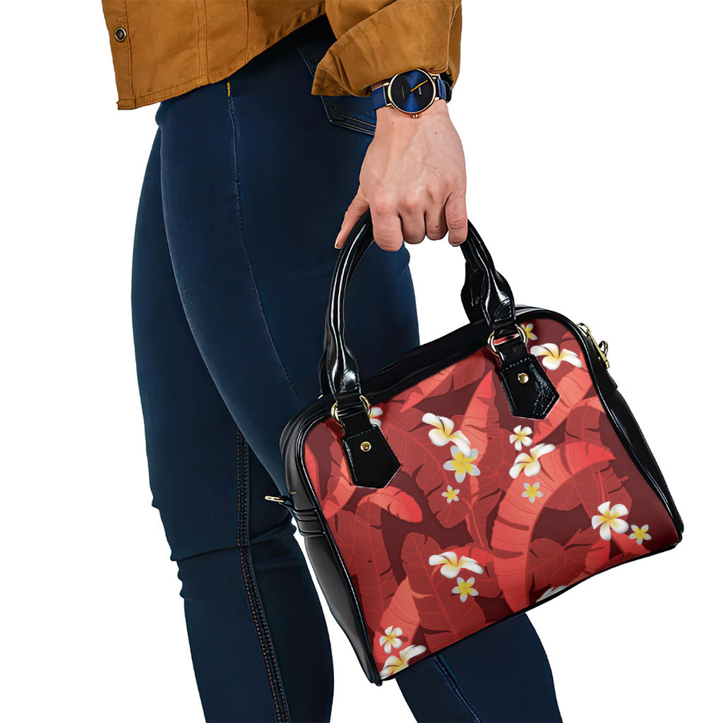 Red Banana Leaf Hawaii Shoulder Handbag Lau Maia Plumeria Tropical Summer Vibes