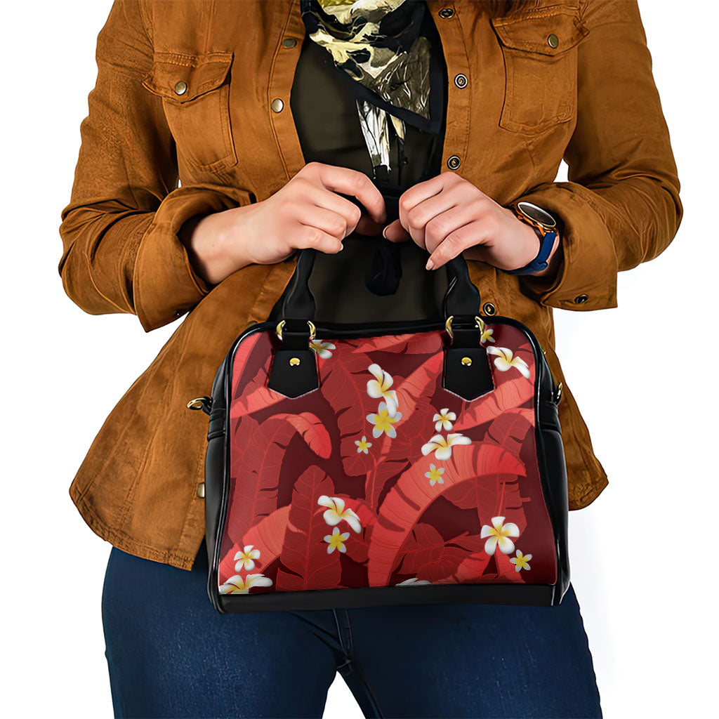 Red Banana Leaf Hawaii Shoulder Handbag Lau Maia Plumeria Tropical Summer Vibes