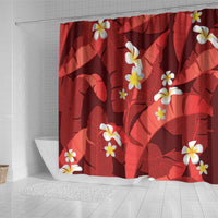 Red Banana Leaf Hawaii Shower Curtain Lau Maia Plumeria Tropical Summer Vibes