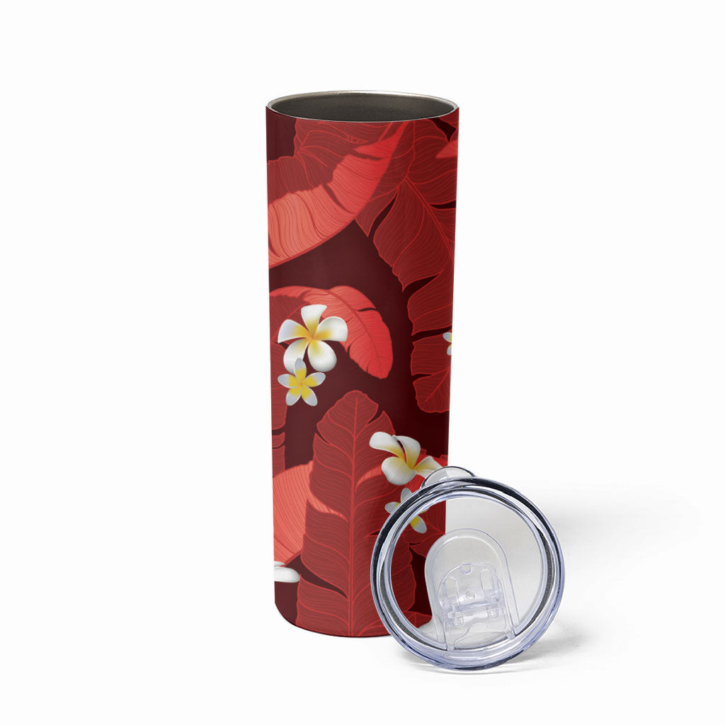Red Banana Leaf Hawaii Skinny Tumbler Lau Maia Plumeria Tropical Summer Vibes