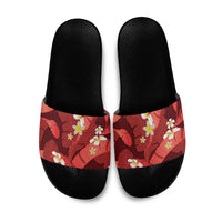 Red Banana Leaf Hawaii Slide Sandals Lau Maia Plumeria Tropical Summer Vibes