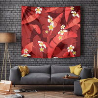 Red Banana Leaf Hawaii Tapestry Lau Maia Plumeria Tropical Summer Vibes
