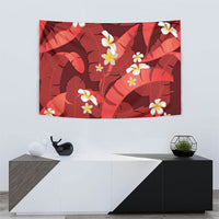 Red Banana Leaf Hawaii Tapestry Lau Maia Plumeria Tropical Summer Vibes