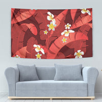 Red Banana Leaf Hawaii Tapestry Lau Maia Plumeria Tropical Summer Vibes