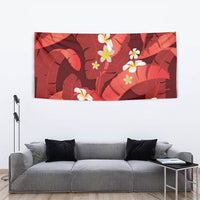 Red Banana Leaf Hawaii Tapestry Lau Maia Plumeria Tropical Summer Vibes