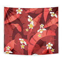 Red Banana Leaf Hawaii Tapestry Lau Maia Plumeria Tropical Summer Vibes