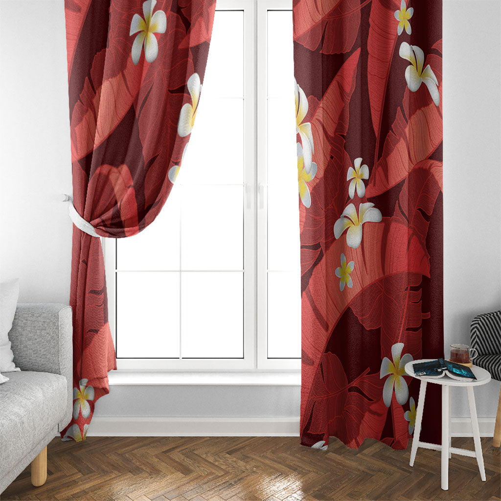 Red Banana Leaf Hawaii Window Curtain Lau Maia Plumeria Tropical Summer Vibes