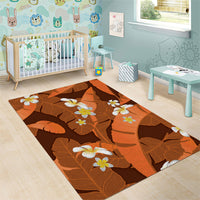 Orange Banana Leaf Hawaii Area Rug Lau Maia Plumeria Tropical Summer Vibes