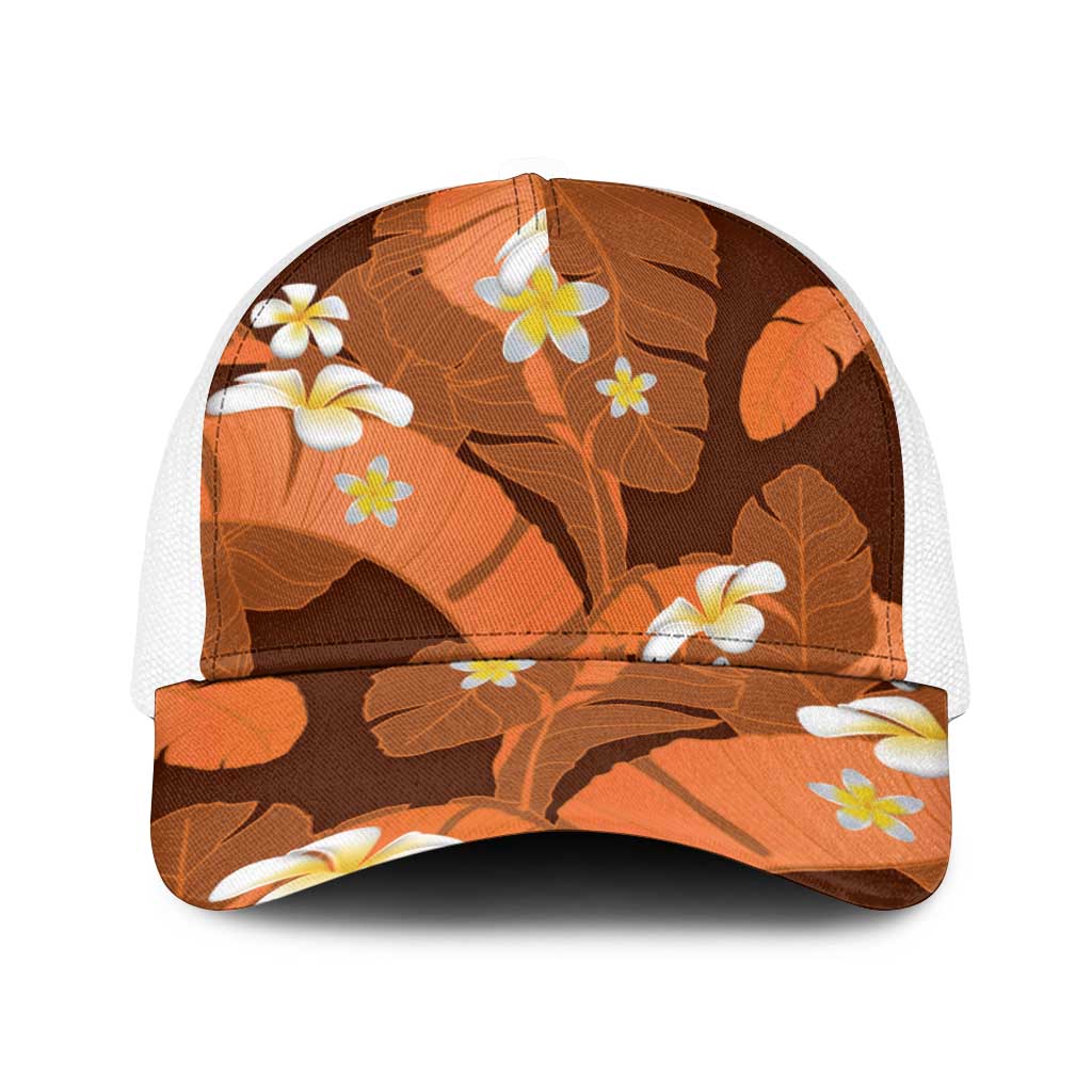 Orange Banana Leaf Hawaii Baseball Net Cap Lau Maia Plumeria Tropical Summer Vibes