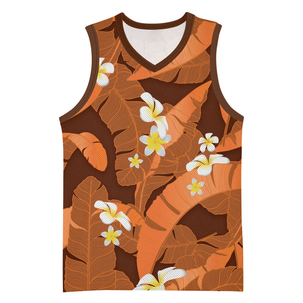 Orange Banana Leaf Hawaii Basketball Jersey Lau Maia Plumeria Tropical Summer Vibes