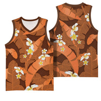 Orange Banana Leaf Hawaii Basketball Jersey Lau Maia Plumeria Tropical Summer Vibes