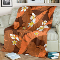 Orange Banana Leaf Hawaii Blanket Lau Maia Plumeria Tropical Summer Vibes