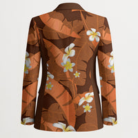 Orange Banana Leaf Hawaii Blazer Lau Maia Plumeria Tropical Summer Vibes