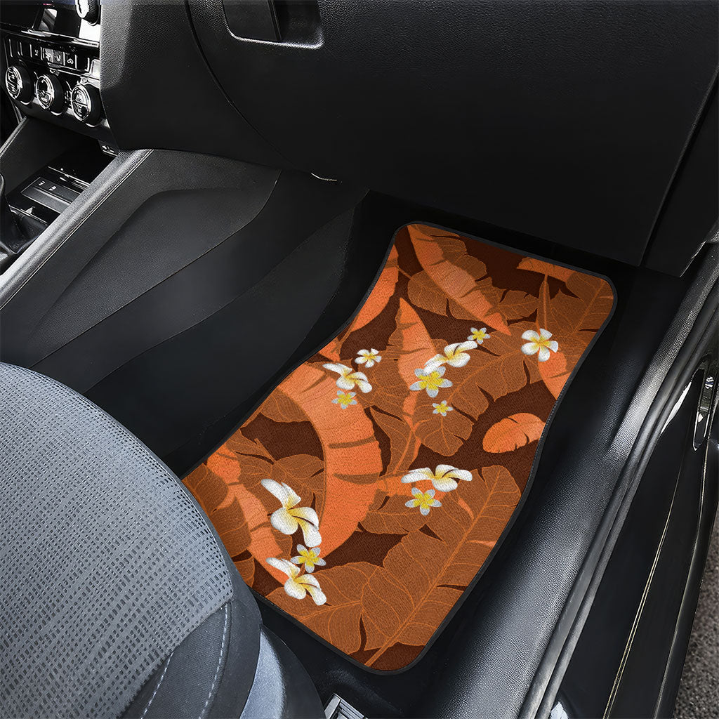 Orange Banana Leaf Hawaii Car Mats Lau Maia Plumeria Tropical Summer Vibes