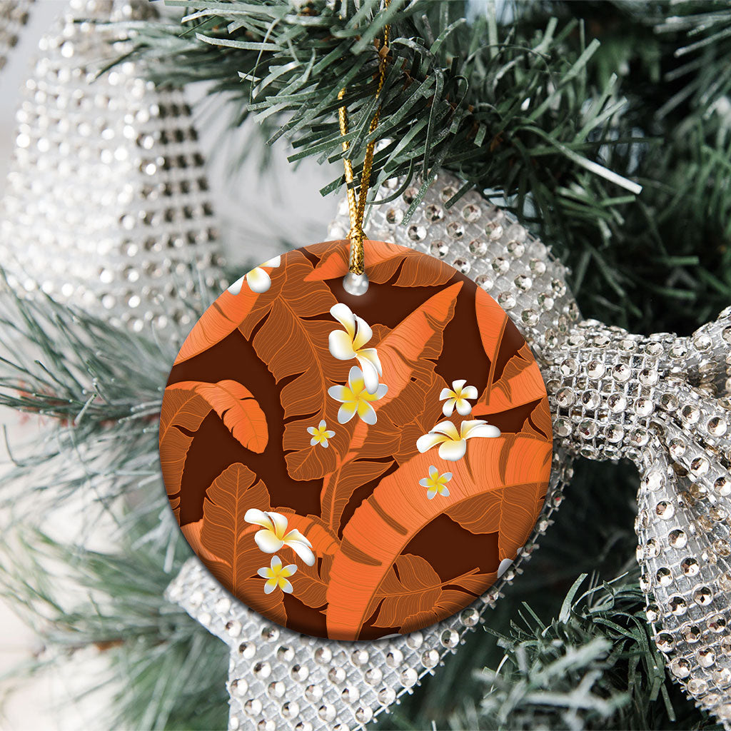 Orange Banana Leaf Hawaii Ceramic Ornament Lau Maia Plumeria Tropical Summer Vibes LT14 - Polynesian Pride