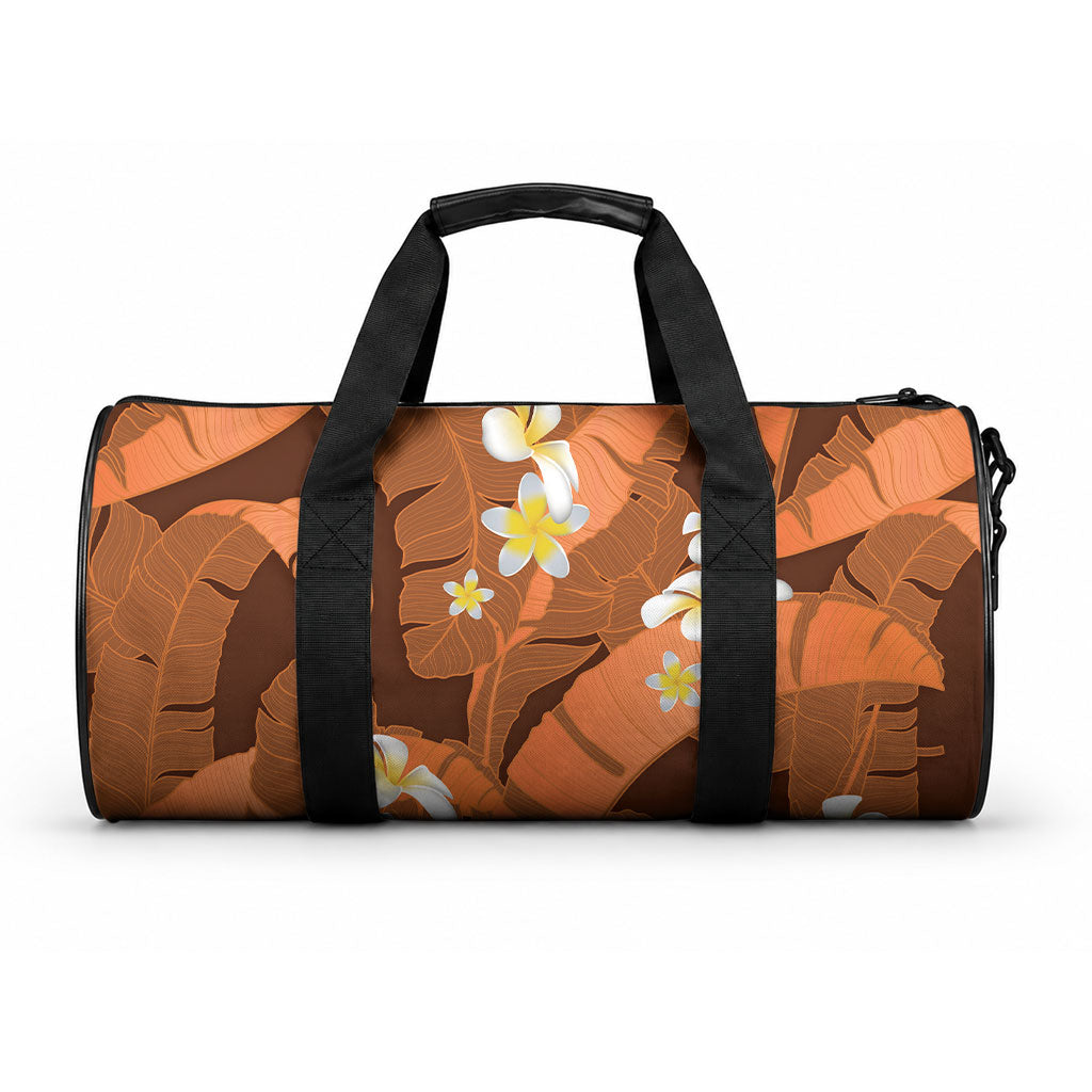 Orange Banana Leaf Hawaii Duffle Bag Lau Maia Plumeria Tropical Summer Vibes