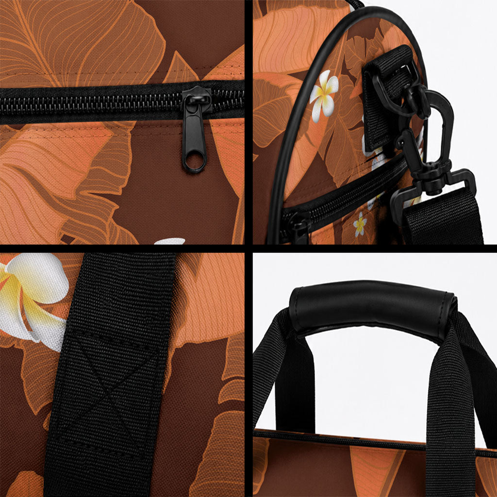Orange Banana Leaf Hawaii Duffle Bag Lau Maia Plumeria Tropical Summer Vibes